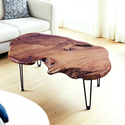 Natural Wood Coffee Table，Unique Live Edge Coffee Table for Living Room