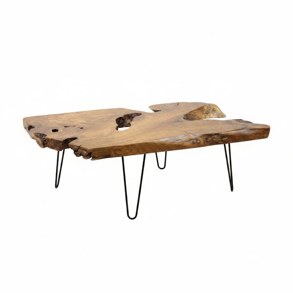 Natural Wood Coffee Table，Unique Live Edge Coffee Table for Living Room