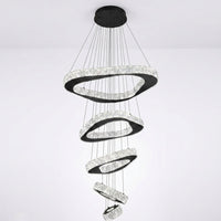 Large Modern Chandelier 5 Ring Chandeliers for High Ceiling Dimmable Black Chandelier High Ceiling Foyer Chandeliers for Living Room Dining Room Staircase — Studio Shot