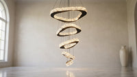 Large Modern Chandelier 5 Ring Chandeliers for High Ceiling Dimmable Black Chandelier High Ceiling Foyer Chandeliers for Living Room Dining Room Staircase — Lifestyle