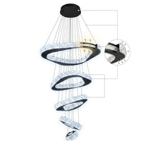 Large Modern Chandelier 5 Ring Chandeliers for High Ceiling Dimmable Black Chandelier High Ceiling Foyer Chandeliers for Living Room Dining Room Staircase — How It Works