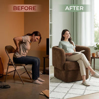Shelter-Back Accent Chair with Cushioned Seat & Soft Fabric Upholstery – Comfortable & Stylish Office and Home Decor Lounge Chair for Bedroom & Living Room – 28", Brown — Before & After