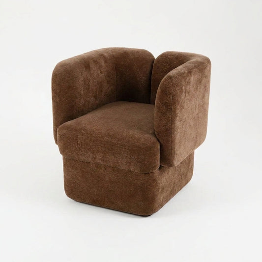 Shelter-Back Accent Chair with Cushioned Seat & Soft Fabric Upholstery – Comfortable & Stylish Office and Home Decor Lounge Chair for Bedroom & Living Room – 28", Brown — Studio Shot