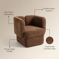 Shelter-Back Accent Chair with Cushioned Seat & Soft Fabric Upholstery – Comfortable & Stylish Office and Home Decor Lounge Chair for Bedroom & Living Room – 28", Brown — infographic