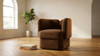 Shelter-Back Accent Chair with Cushioned Seat & Soft Fabric Upholstery – Comfortable & Stylish Office and Home Decor Lounge Chair for Bedroom & Living Room – 28", Brown — Lifestyle
