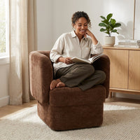 Shelter-Back Accent Chair with Cushioned Seat & Soft Fabric Upholstery – Comfortable & Stylish Office and Home Decor Lounge Chair for Bedroom & Living Room – 28", Brown — Lifestyle