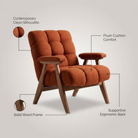 Upholstered Accent Chair Built for Modern Living, Solid Wood Frame, Plush Cushioning, Contemporary Style — infographic