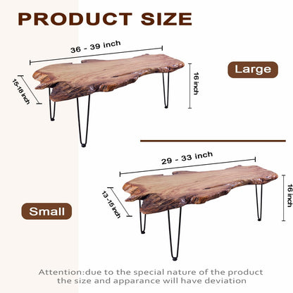 Natural Wood Coffee Table，Unique Live Edge Coffee Table for Living Room