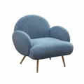 Blue Accent Sherpa Chair Comfy Modern Living Room Chair Teddy Fabric Mid Century Bedroom Chair with Golden Legs Arm Chair for Reading Bedroom Single