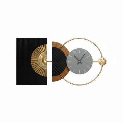 32"X16" Large Modern Silent Non-Ticking Wall Clocks for Living Room | Mid-Century Modern Abstract Asymmetrical Design,Metal Frame,Gray Dial,Gold Finish,Kitchen,Bedroom,Office Use,Battery Operated